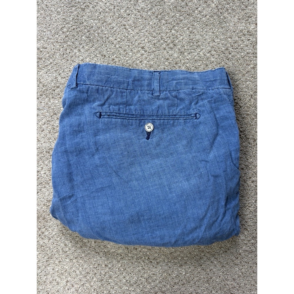 Polo Ralph Lauren Mens Size 44 Tall Linen Classic Fit Chino‎ Shorts Solid Blue
